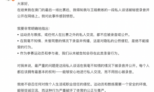与王皓私人谈话录音被曝光，德乒名将邱党凌晨愤怒发文